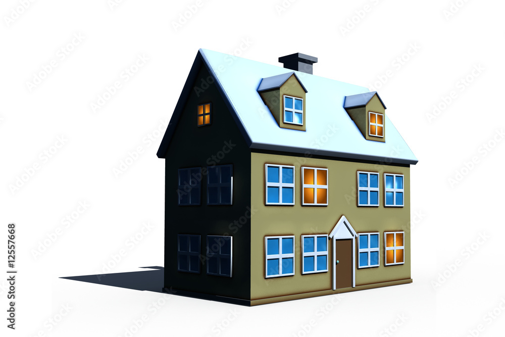 isolated big house - 3d render illustration on white isolated big house - 3d render illustration on white