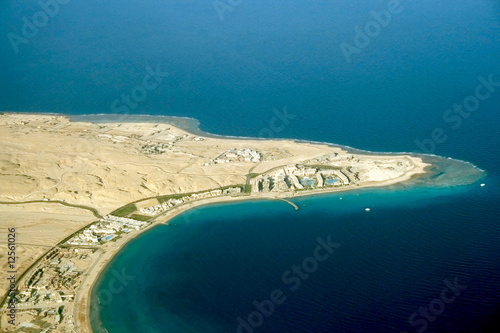Red sea and complexes of hotels Hurghada (view from plane) #12561026