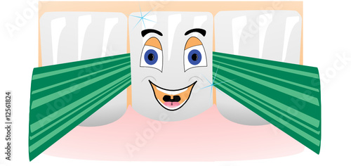 Happy tooth with dental floss