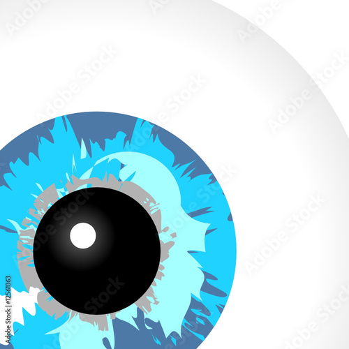 Spying blue eye over white square background