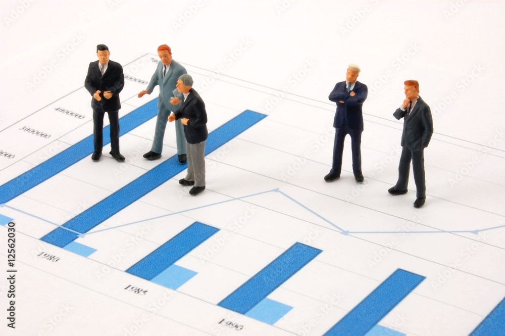 business man over economic chart