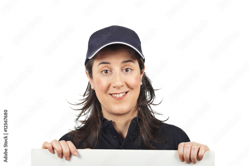 Curious courier woman