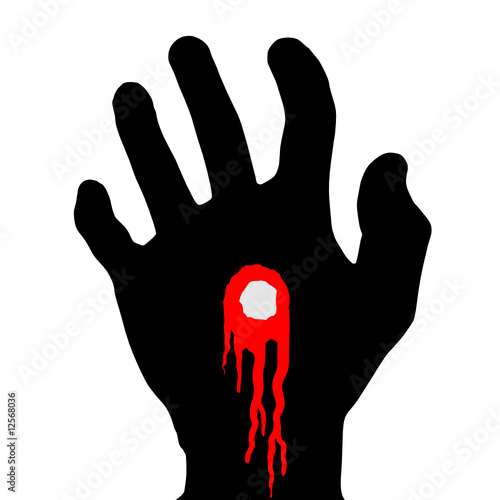 hand mit loch