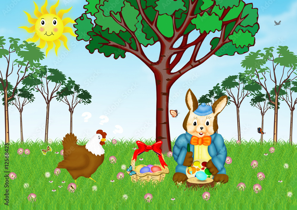 Naklejka premium Lapin peintre