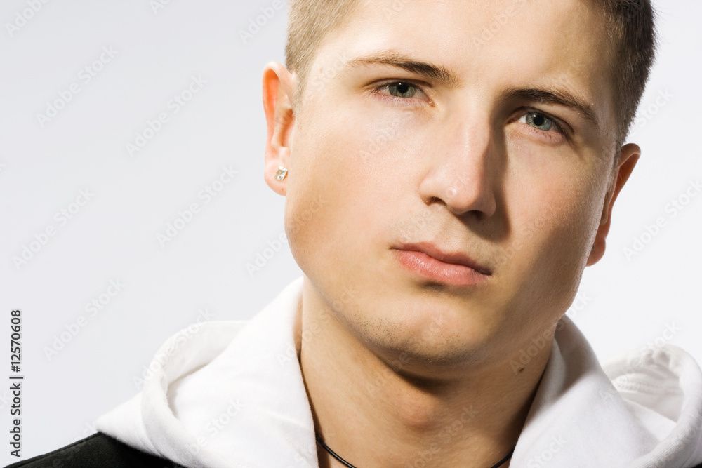 Fototapeta premium attractive modern man in white and black clothes