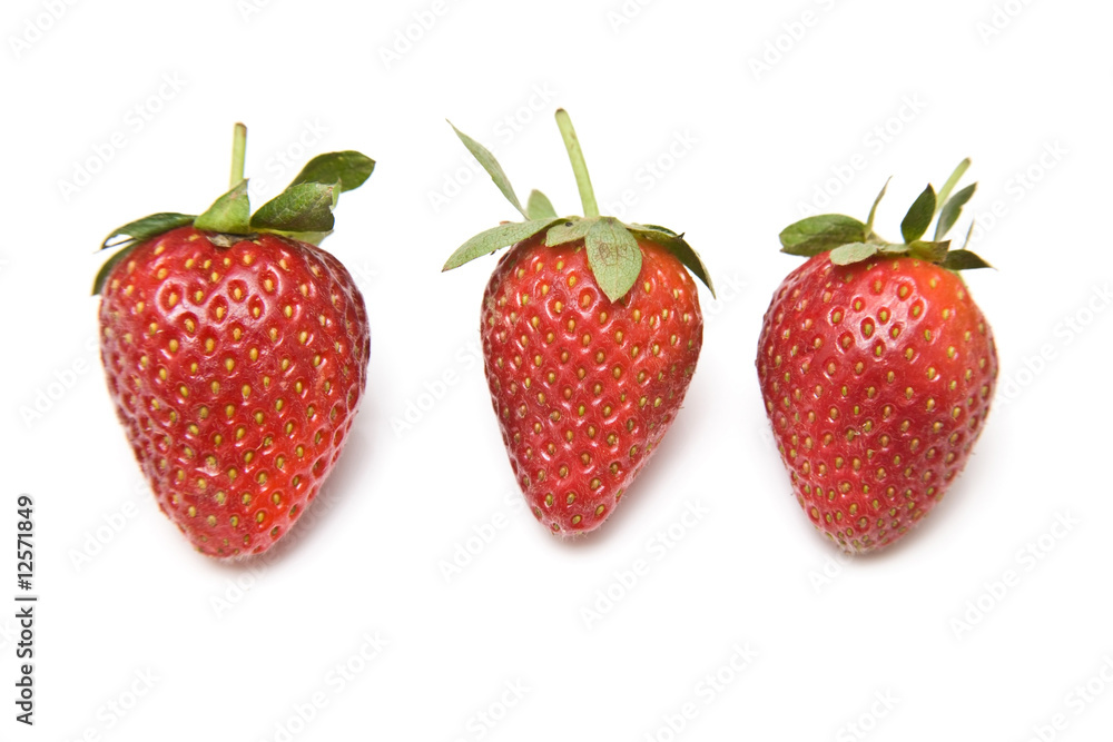 Strawberries isolated on a white background.