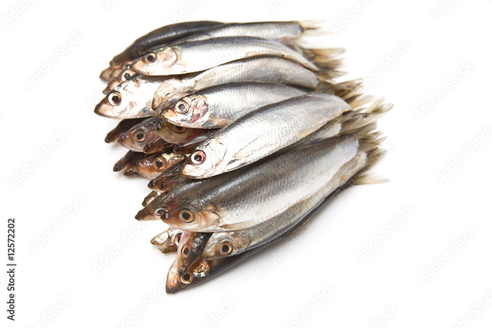 Sprats isolated on a white studio background. Sprats isolated on a white studio background.