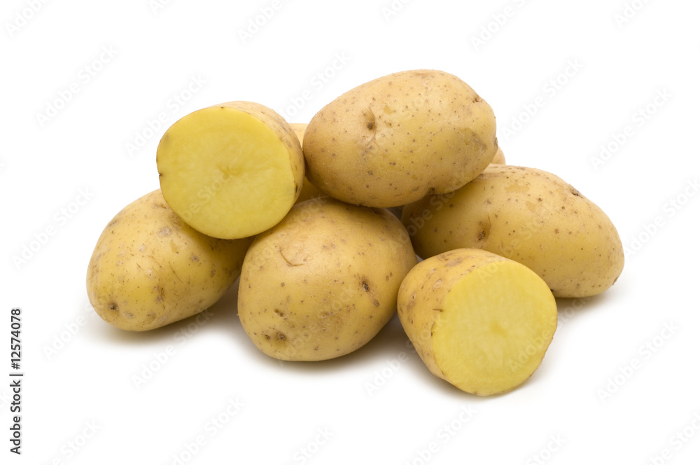 slice potato on white background slice potato on white background