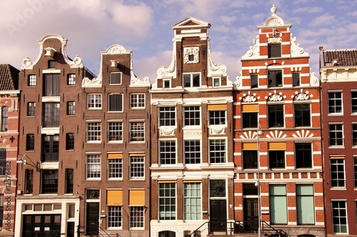 Houses at a canal in amsterdam in the Netherlands