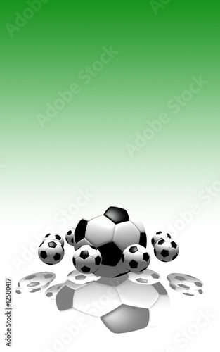 soccer balls in the air with green background