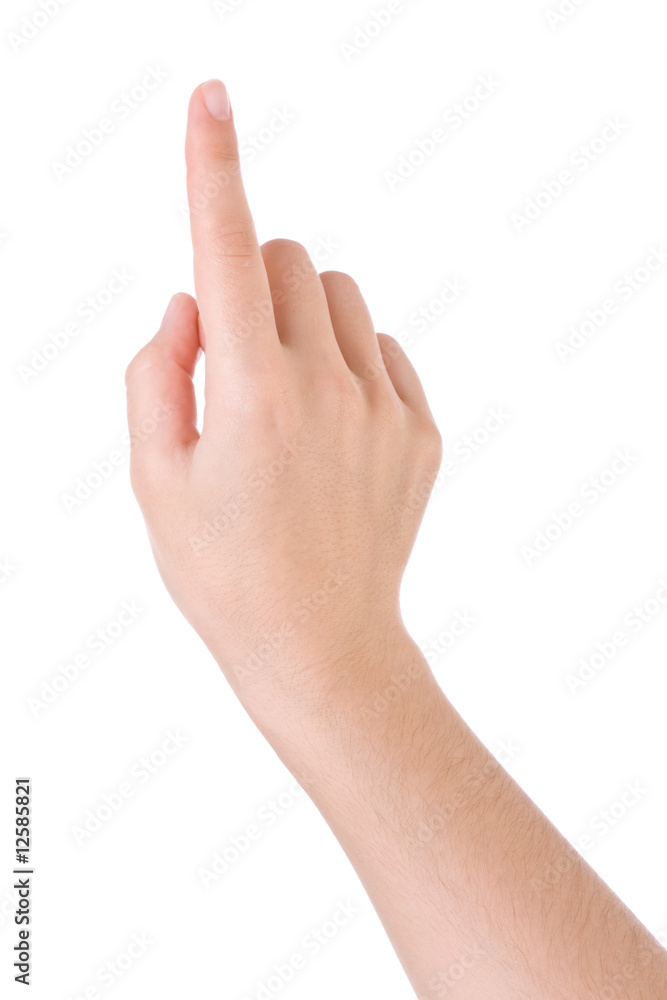 Hand pointing, touching or pressing isolated on white. Hand pointing, touching or pressing isolated on white.