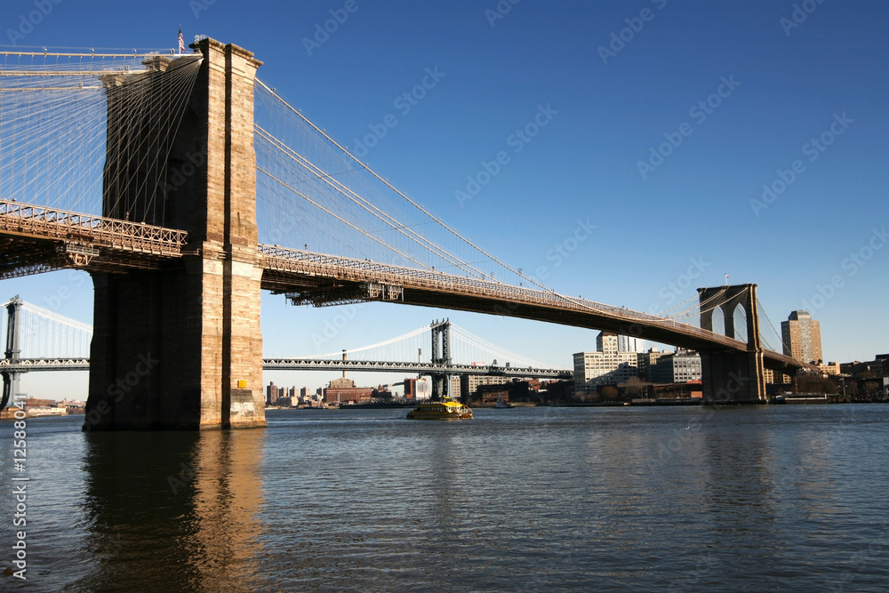 Fototapeta premium klasyczny NY - most Brooklyn, widok na Brooklyn z Manhattanu