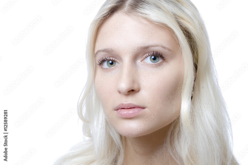 Pretty young woman with green eyes, isolated on white Pretty young woman with green eyes, isolated on white