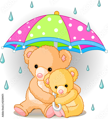 Bears under umbrella