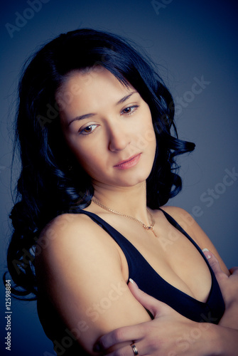 Close-up portrait of beautiful sad young woman