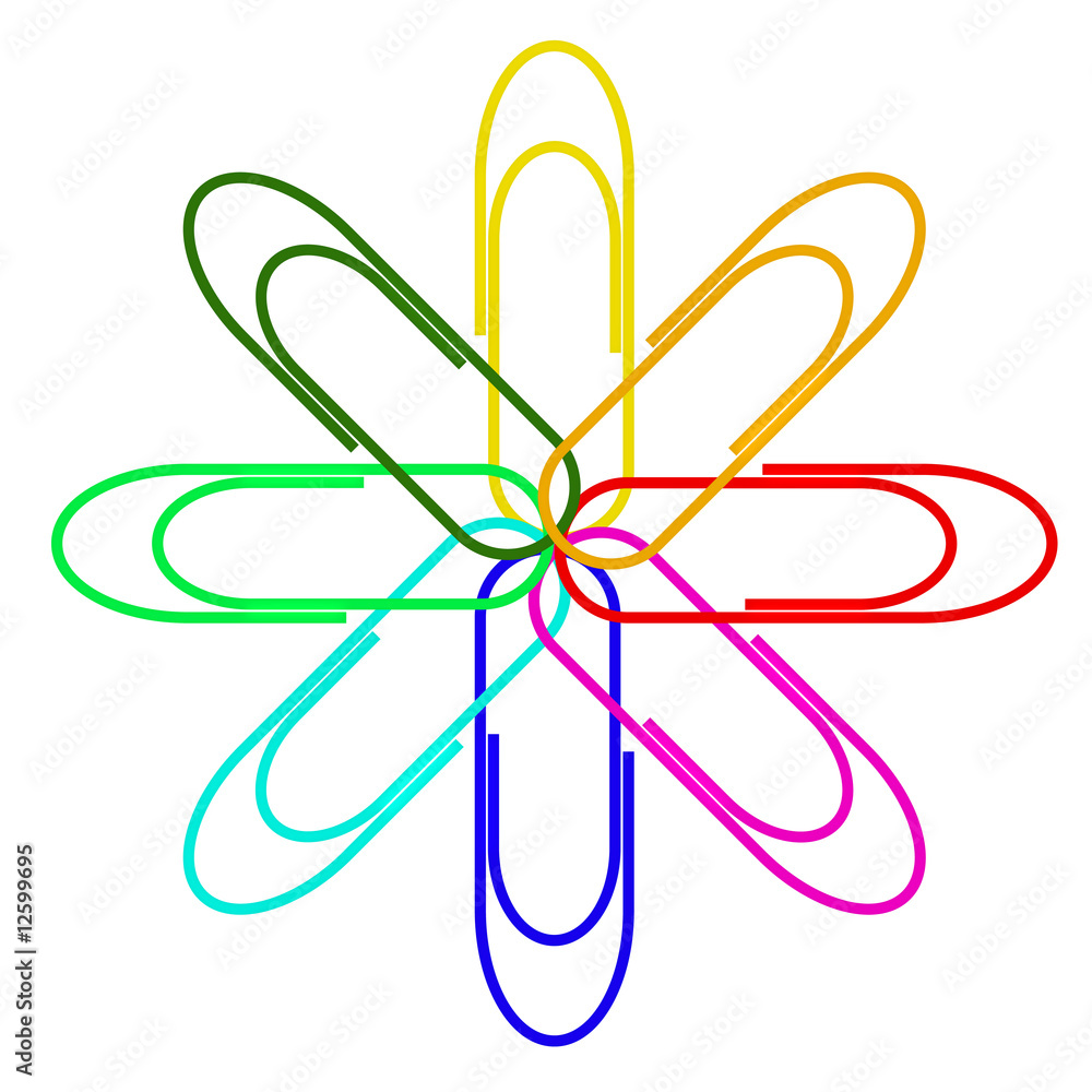 Multicolored paper clips isolated on white backgro Multicolored paper clips isolated on white backgro