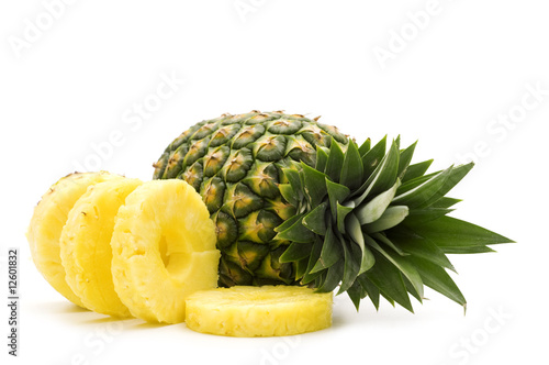fresh slice pineapple on white background