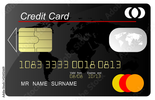 Black credit card vector, highly detailed