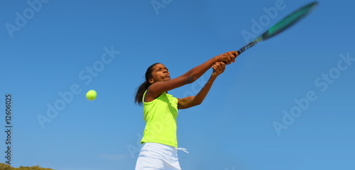 Teenage female tennis player