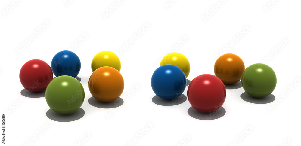isolated balls on a table - 3d render