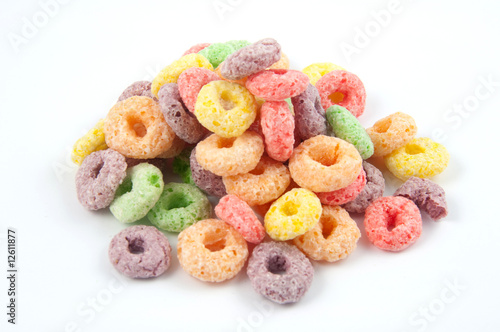 pile of colored cereal isolated
