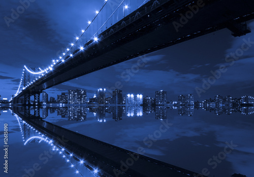 Manhattan Bridge and reflection