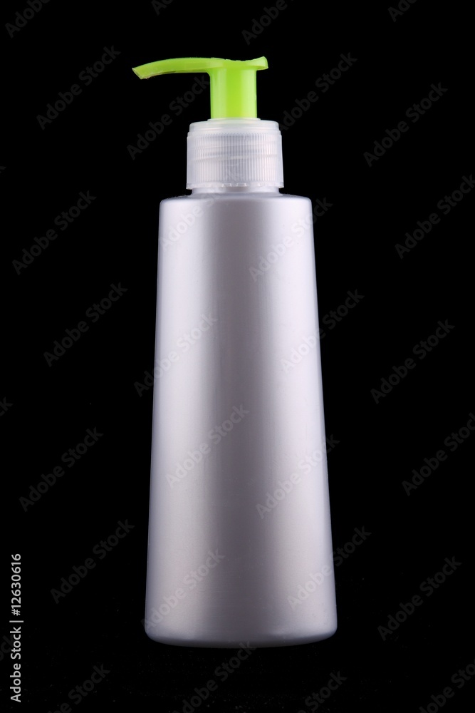 Silver plastic bottle isolated on black background Silver plastic bottle isolated on black background
