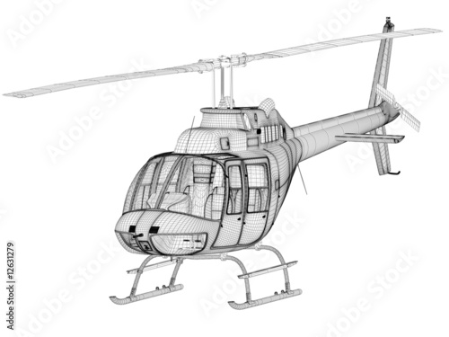 helicopter 3d model, front view
