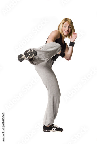 Obraz na płótnie Girl doing a kick