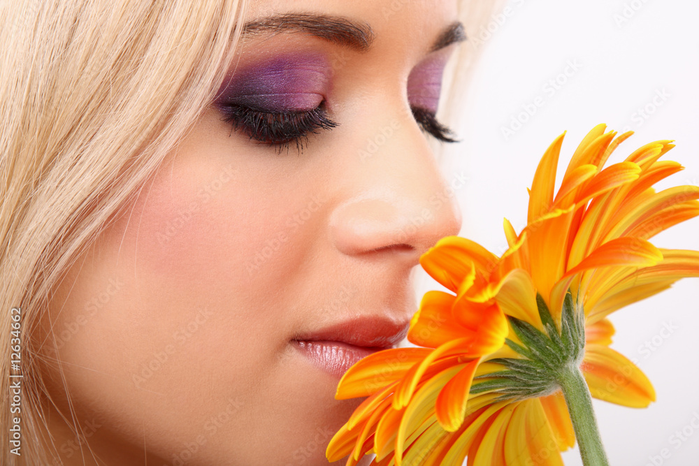 fashion woman with flower fashion woman with flower
