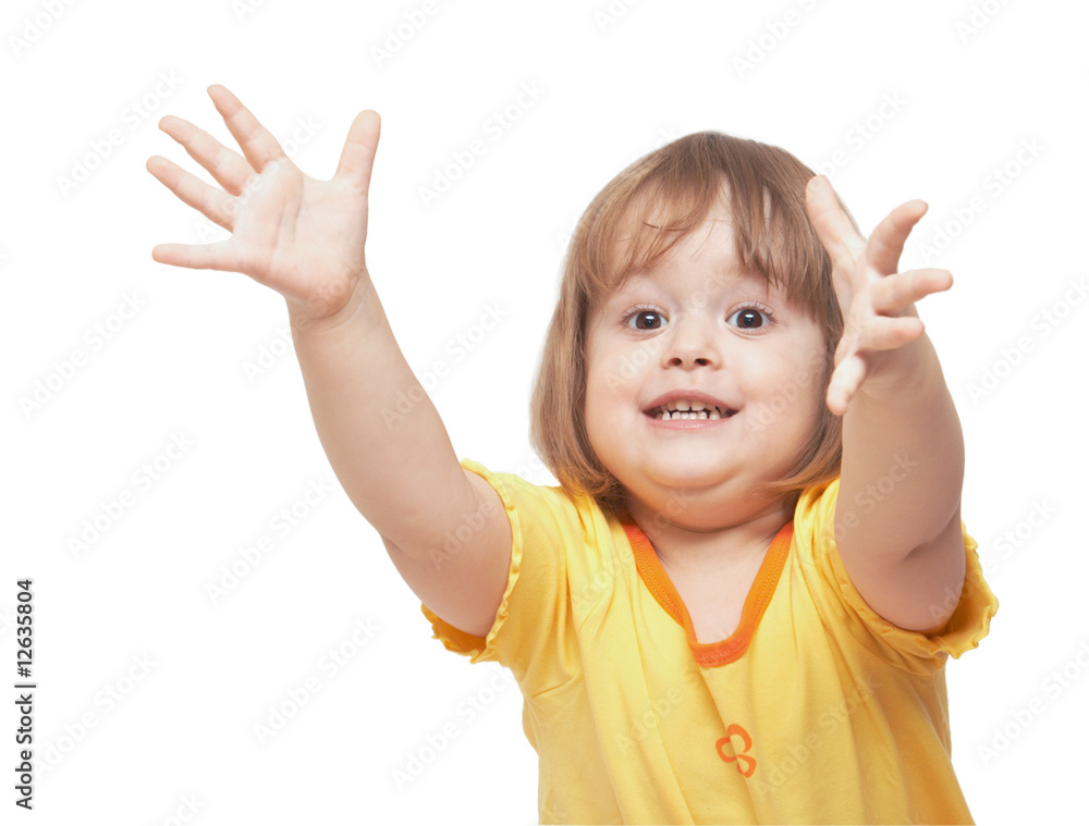 The little girl, with the hands extended forward The little girl, with the hands extended forward
