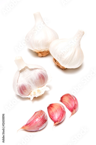 Garlic on a white background.