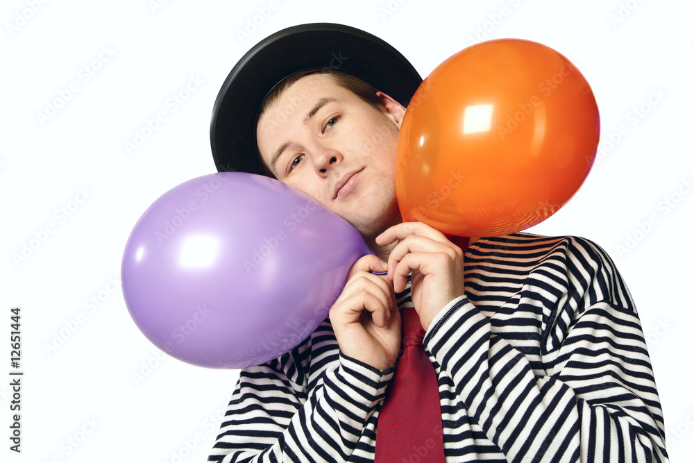 Mime with two balloons isolated Mime with two balloons isolated