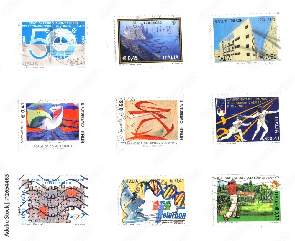 miscellaneous of italian stamps background