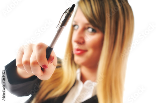 young business woman with pen