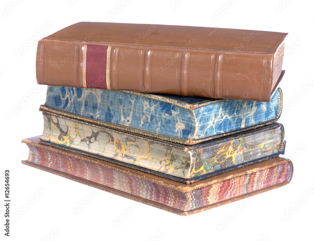 Pile of old leather bound books Pile of old leather bound books
