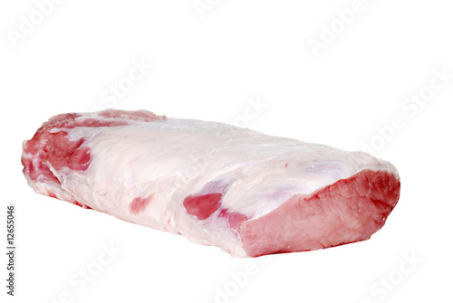 isolated side view pork roast