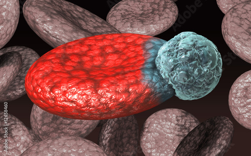 Blood cell with virus photo