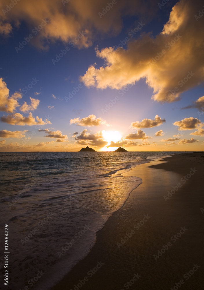 pacific sunrise at Lanikai beach in Hawaii