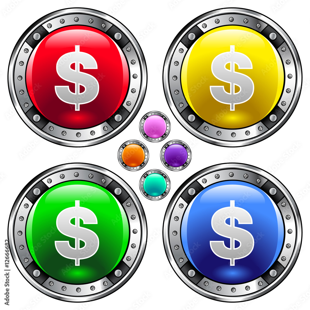 Vector set of round dollar sign buttons Vector set of round dollar sign buttons