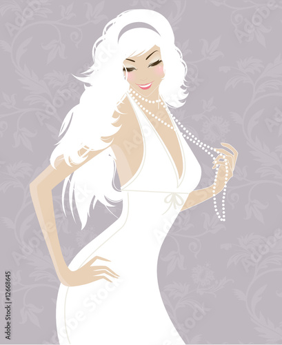 Beautiful girl in white dress