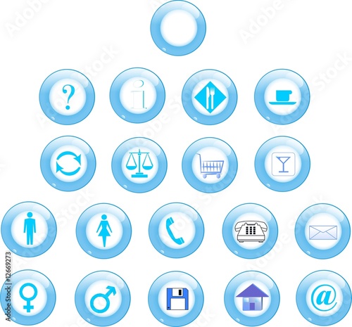 3d blue set of icons for web