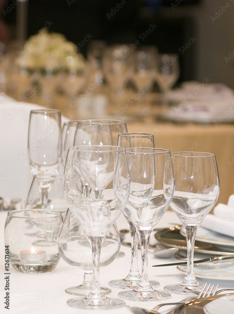 Fancy table set for a wedding celebration Fancy table set for a wedding celebration