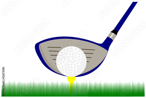 Golf club and ball on a tee