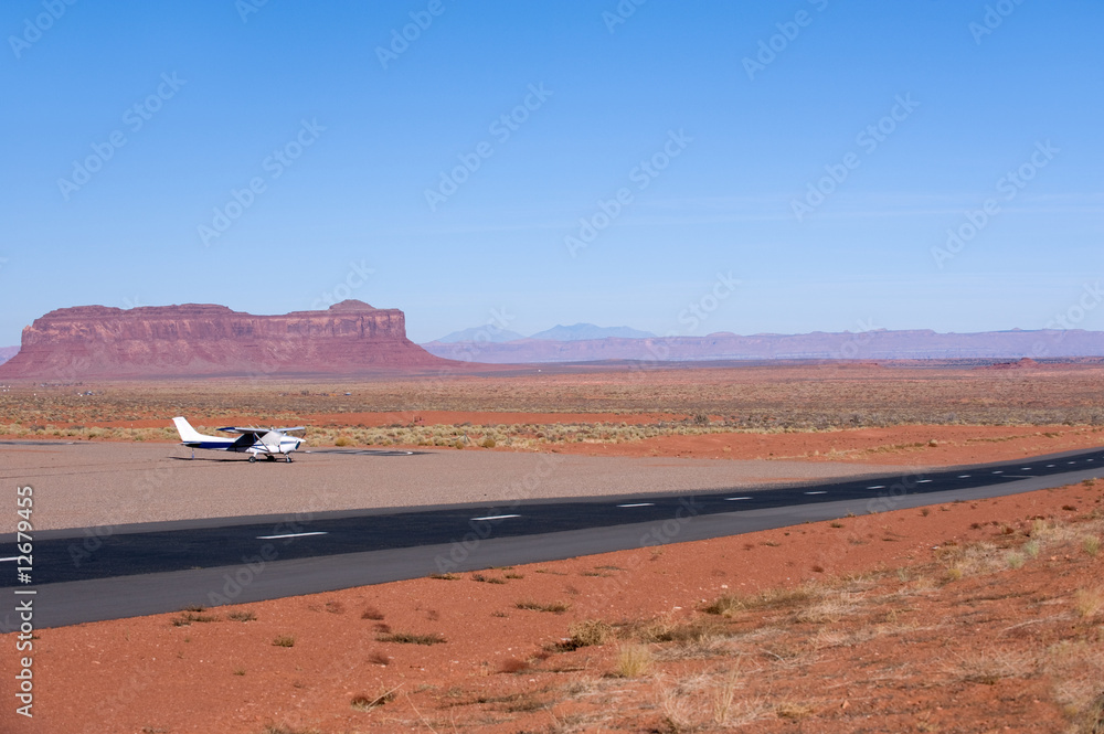Small plane in local airport near Monument Valley, Arizona