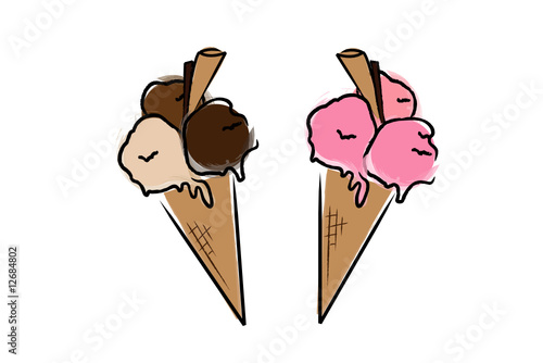 Coni gelato fragola e cioccolato