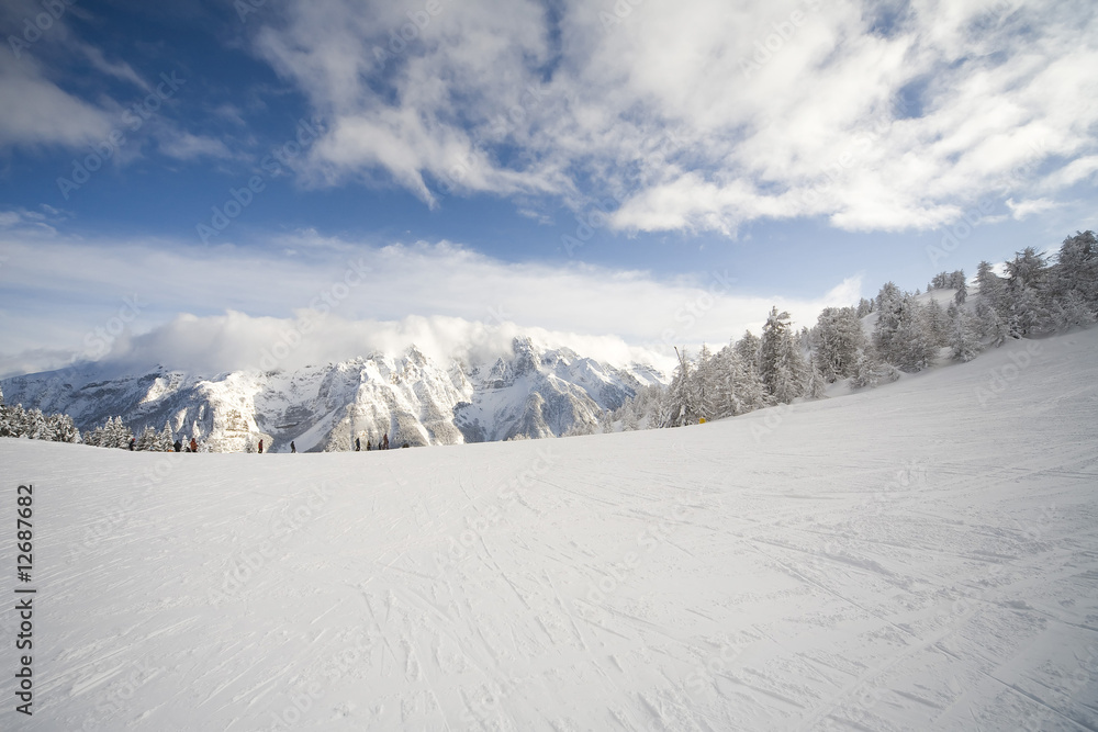 ski slope in italian dolomites