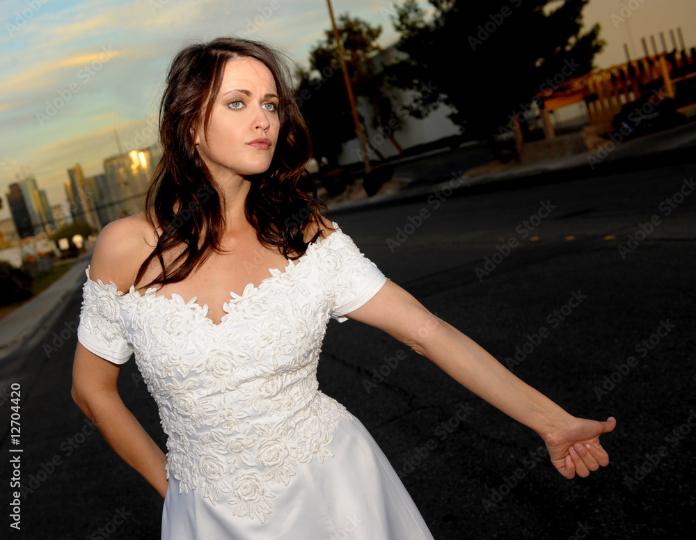 Naklejka premium Bride Hitch Hiking
