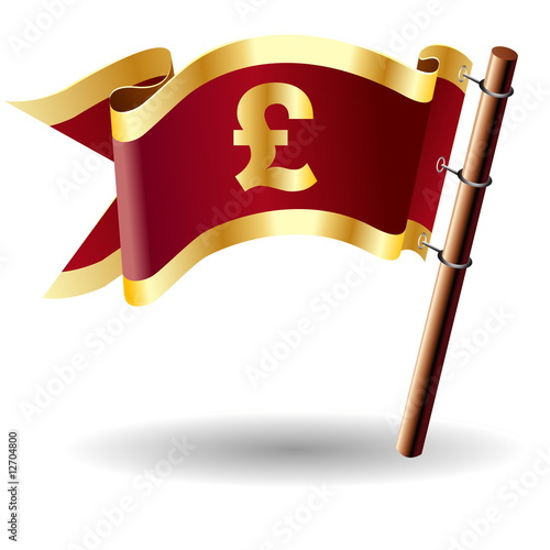 Vector flag button with british pound currency icon