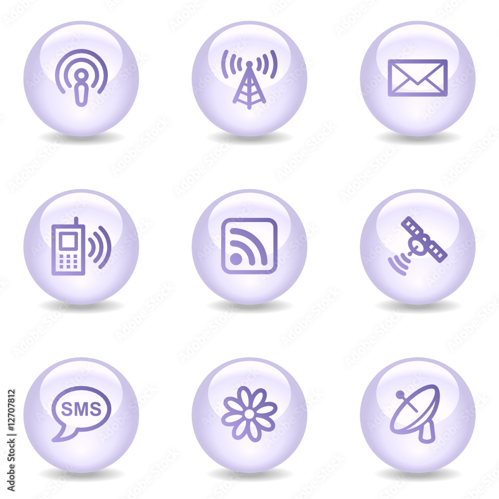 Communication web icons, glossy pearl series Communication web icons, glossy pearl series